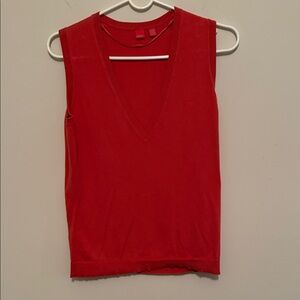Esprit Red V-Neck Sleeveless Knit Tank